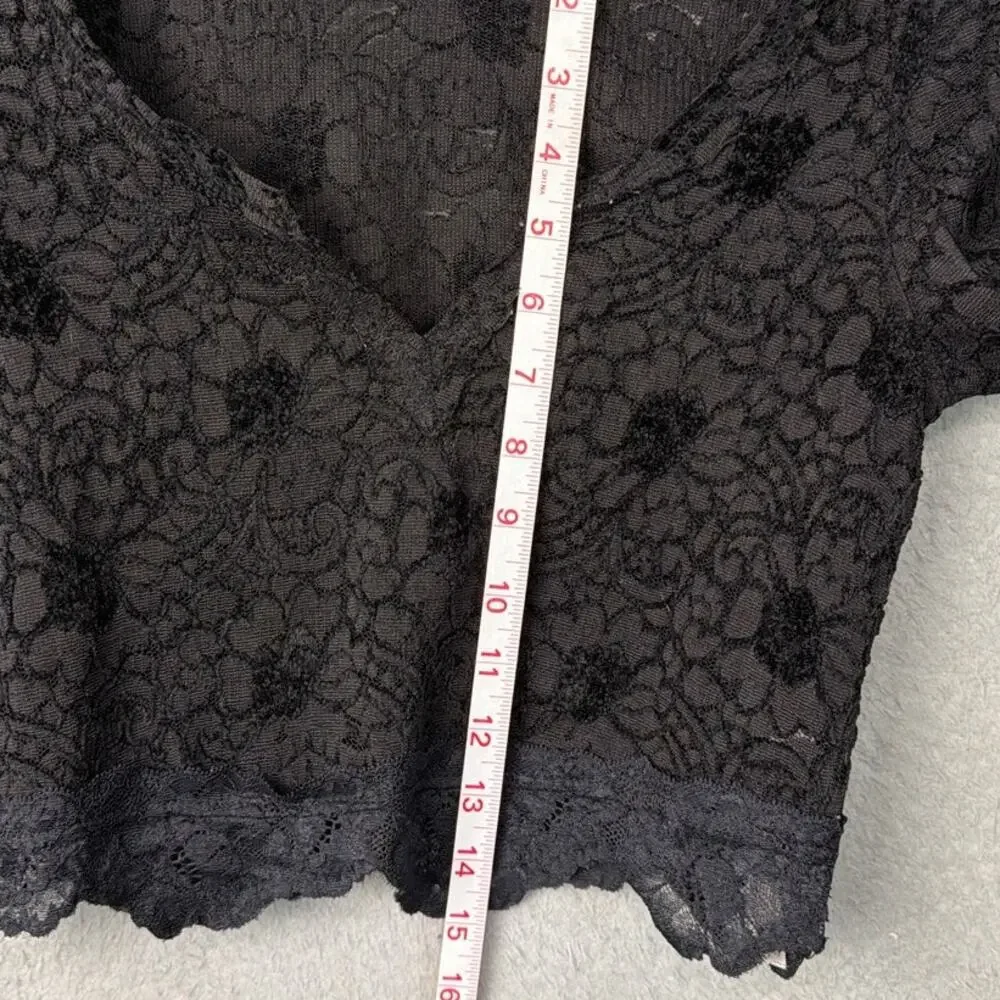 Intimately Free People Cloud Ride Floral Lace Crop Top Black SZ S Festival Boho